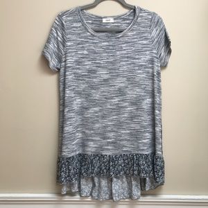 ODDY KNIT SWEATER TUNIC WITH RUFFLED HEM